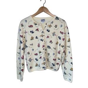 Vintage C2W Cotton To Wear Buttery Yellow Spring Floral Cardigan
